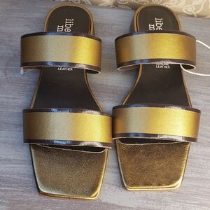 Libera Mente Gold/Brown Leather Sandals from Italy Size 8½ NWT (Sb2)